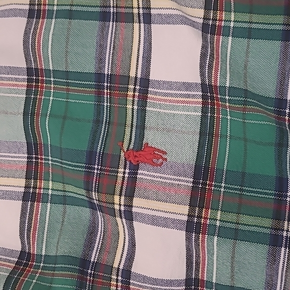 𝅺ralph Lauren Green Multi Color Checkered Collar Shirt New Large - Picture 5 of 7